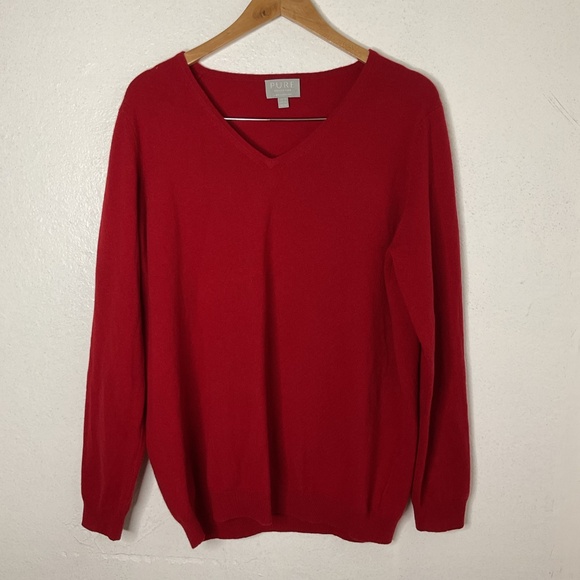 Pure Collection 100% Cashmere V-neck Pullover Sweater Minimalist Casual Fall, 12 - Picture 1 of 8